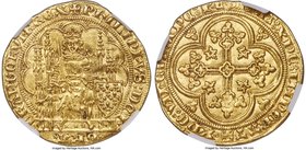 Philippe VI gold Écu d'or à la chaise ND (1328-1350) AU Details (Cleaned) NGC, Fr-270, Dup-249. 4.48gm. + PhILIPPVS : DЄI x | x GRA x | FRAnCORVM : RЄ...
