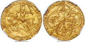 Jean II le Bon gold Franc à cheval ND (1350-1364) AU Details (Scratches, Clipped) NGC, Fr-279, Dup-294. (lis) | IOhAnnЄS : DЄI | : GRACIA : | FRAnCORV...