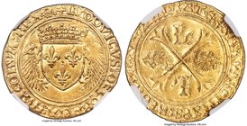 Louis XII gold Écu d'or au porc-épic ND (1498-1515) MS62 NGC, Montpellier mint, Fr-325. An impressive, Mint State example exhibiting a bold strike and...