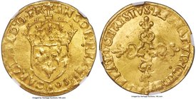 Charles X gold Ecu d'or 1590-A MS61 NGC, Paris mint, Fr-389. An historically interesting coin struck after the extinction of the House of Valois which...