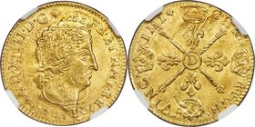 Louis XIV gold Louis d'Or 1704-D MS63 NGC, Lyon mint, KM365.5, Gad-254. Alight with bright golden luster, this choice selection demonstrates sharp vis...