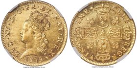 Louis XV gold 2 Louis d'Or 1717-A MS63 NGC, Paris mint, KM428.1. A strong, excellent strike with brilliant shimmering luster defines the overall appea...