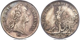 Louis XV silver Franco-American Jeton 1751 XF40 PCGS, cf. Br-510 (different style bust, alligator on reverse), Lec-108a. By François Marteau. A very r...