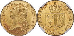 Louis XVI gold 2 Louis d'Or 1786-D MS61+ NGC, Lyon mint, KM592.5. Underlying luster is present in the fields, and there is light apricot-hued tones al...