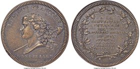 Republic Cast "National Convention" Medal L'An I (1792) MS62 PCGS, Maz-318, VG-338. By A. Galle. A rare "test" medal produced for the National Convent...
