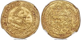 Erfurt. Gustav II Adolph of Sweden gold Ducat 1632 AU50 NGC, KM54, Fr-923. Small bust type. Struck during the Swedish occupation of Erfurt. A very rar...