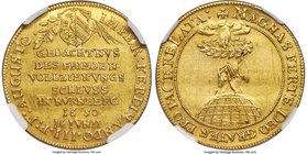 Nürnberg. Free City gold 2 Ducats 1650 UNC Details (Obverse Scratched) NGC, KM169, Fr-1837, Kellner-50. Celebrating the Peace of Westphalia. Obv. City...