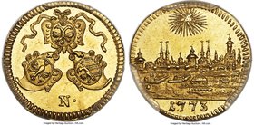 Nürnberg. Free City gold 1/2 Ducat 1773 MS63 PCGS, KM368, Fr-1912. This glowing choice offering exhibits clear prooflike reflectivity and a clarity of...