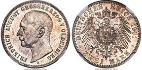 Oldenburg. Friedrich August Proof 2 Mark 1901-A PR66 NGC, Berlin mint, KM202. This two-year type is only very rarely seen in Proof, given that only 17...