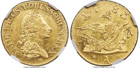 Prussia. Friedrich II gold Frederick d'Or 1783-A AU53 NGC, Berlin mint, KM333. A solid example with a good strike and minimal signs of handling. Light...