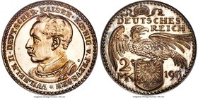Prussia. Wilhelm II 5-Piece Certified silver Pattern Mark Proof Set 1913 Cameo PCGS, 1) 2 Mark - PR65, Schaaf-111/G3 2) 3 Mark - PR65, Schaaf-113/G1 3...