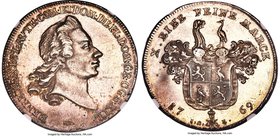 Reuss-Obergreiz. Heinrich XI Taler 1769 ST-ICK MS62 NGC, KM67, Dav-2634. Conditionally scarce, with flowing argent luster gracing surfaces lightly ton...