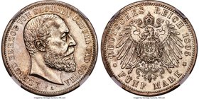 Saxe-Coburg-Gotha. Alfred 5 Mark 1895-A AU55 NGC, Berlin mint, KM160. A strong strike with light toning around the devices and underlying luster, with...