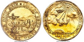 Saxe-Coburg-Saalfeld. Franz Josias gold Ducat ND (1745) MS61 PCGS, KM30, Fr-3010. This fully-illustrative Ducat, struck upon the Duke's death, feature...