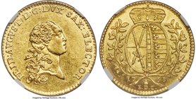 Saxony. Friedrich August III gold Ducat 1768-EDC MS62 NGC, Dresden mint, KM979, Fr-2871. Ernst Dietrich Croll as mintmaster. A scarce type, this examp...