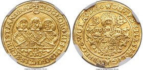 Silesia-Liegnitz-Brieg. Georg III, Ludwig IV & Christian gold Ducat 1660-EW XF Details (Mount Removed) NGC, Brieg mint, KM401, Fr-3200. Elias Weiss as...