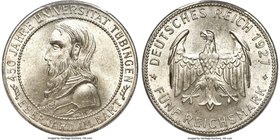 Weimar Republic "Tubingen" 5 Mark 1927-F MS66 PCGS, Stuttgart mint, KM55, J-329. Lightly toned and satiny, with full cartwheel brilliance. Though the ...