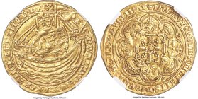 Edward III (1327-1377) gold Noble ND (1351-1352) AU50 NGC, London mint, Cross 1 mm, Pre-Treaty period, S-1486, N-1144. Type C. Crowned king with sword...