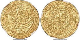 Edward III (1327-1377) gold Noble ND (1356-1361) MS62 NGC, London mint, Pre-Treaty Period, S-1490, N-1180. Crowned king with sword and shield standing...