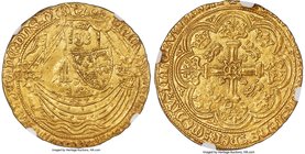 Richard II gold Noble ND (1377-1399) AU58 NGC, London mint, S-1654, N-1302. Type IB with annulet over sail. Crisply struck with impressive detail for ...
