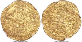 Henry IV (1399-1413) gold Noble ND (1412-1413) AU Details (Damaged) NGC, London mint, Cross pattée mm, S-1715, N-1355. Crowned king with sword and shi...