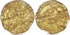 Henry VI (2nd Reign, Restored) gold Angel ND (1470-1471) AU Details (Damaged) NGC, London mint, Restoration cross mm, S-2078, N-1613. 4.96 gm. An extr...