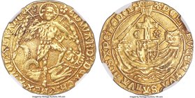 Edward IV (2nd Reign, 1471-1483) gold Angel ND (1480-1483) XF45 NGC, London mint, Heraldic Cinquefoil mm, S-2091, N-1626. 27.5mm. 5.10gm. An immensely...