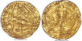 Richard III gold Angel ND (1483-1485) VF30 NGC, London mint, Halved Sun-and-Rose (SR2) mm, S-2152, N-1677. 4.98 gm. Amongst the rarest and most popula...