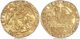 Henry VII (1485-1509) gold Angel ND (1495-1498) AU55 PCGS, Tower mint, Pansy mm, First coinage, S-2183, N-1696. A superb and conservatively graded pie...