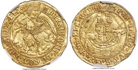 Henry VIII (1509-1547) gold Angel ND (1509-1526) XF45 NGC, Tower mint, Portcullis mm, S-2265, N-1760. A truly charming example of this denomination, c...