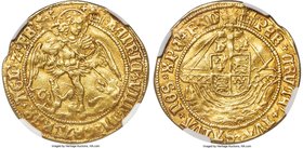 Henry VIII (1509-1547) gold Angel ND (1509-1526) VF35 NGC, Tower mint, Portcullis mm, S-2265, N-1760. Evenly worn with a light wave to the flan, yet o...