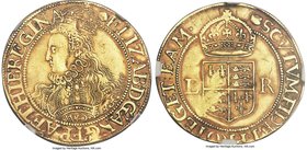 Elizabeth I (1558-1603) gold 1/2 Pound ND (1592-1595) XF40 NGC, Tower mint, Tun mm, S-2535, N-2009. Clearly produced to an impeccable standard, with a...
