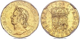 Oliver Cromwell gold Pattern Broad of 20 Shillings 1656 VF Details (Plugged) NGC, KM-Pn25, S-3225, W&R-39. The precursor to the Guinea and a spectacul...