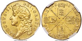 James II gold Guinea 1688 AU Details (Obverse Repaired) NGC, KM459.1, S-3402. Bearing some scratches to the obverse and subsequent smoothing; otherwis...