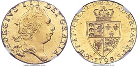 George III gold Guinea 1798 MS62 NGC, KM609, S-3729. An exquisitely well-detailed guinea, both for the grade and for the type in general, hardly a tra...