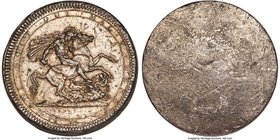 George III lead Reverse Uniface Trial Crown ND (1818-20) AU, cf. ESC-2038. 67.65gm. By Benedetto Pistrucci. A reverse uniface for George III's Crown, ...
