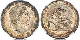 George III Crown 1818 MS63 NGC, KM675, S-3787, ESC-2005. LVIII edge. The penultimate grade for the date recorded by NGC, this ever-enticing crown ampl...