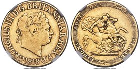 George III gold Sovereign 1818 VF25 NGC, KM674, S-3785A. An elusive date, which commands a significant value premium over its more commonly encountere...