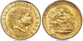 George III gold Sovereign 1820 MS62 PCGS, KM674, S-3785C. Large Dot, Open 2 variety. The final year of issue for George III's Sovereign series. When e...