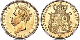 George IV gold Sovereign 1830 AU55 NGC, KM696, S-3801. This representative remains unusually brilliant for its grade, displaying shimmering aurous lus...