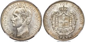 George I 5 Drachmai 1876-A MS62 NGC, Paris mint, KM46. Highly lustrous with flashy fields marked by scattered pale amber tones, the devices prominent ...