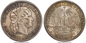 Republic Gourde 1895-(a) MS63 PCGS, Paris mint, KM46. The lowest mintage date of the issue. A choice and well struck example with attractive light ton...