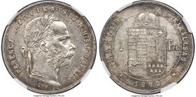 Franz Joseph I Forint 1870-GYF MS62 NGC, Karlsburg mint (in Transylvania), KM453.2. A lovely example with a strong portrait of Franz Joseph I, a light...