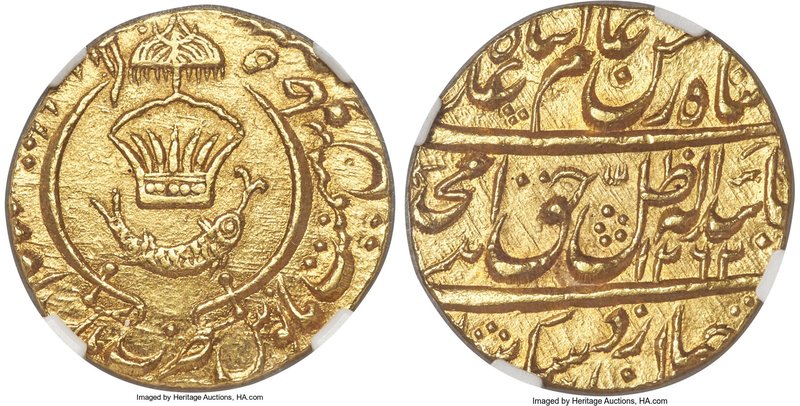 Awadh. Amjad Ali Shah gold Ashrafi (Mohur) AH 1262 Year 5 (1845) MS64 NGC, Luckn...