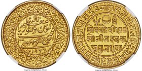 Kutch. Pragmalji II gold 100 Kori VS 1923 (1866) MS63 NGC, KM-Y19. Attractively toned, with resulting satiny surfaces that glow with a profound orange...