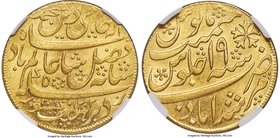 British India. Bengal Presidency gold Mohur AH 1202 Year 19 (1793-1818) MS64 NGC, Calcutta mint, KM114, Stevens-4.3. Edge grained right. Brightly lust...