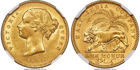 British India. Victoria gold Mohur 1841.-(c) (1850/1) MS62 NGC, Calcutta mint, KM462.3, S&W-3.7. Type A Bust, Type I Reverse. Divided Legend variety, ...