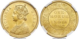 British India. Victoria gold Mohur 1862-(c) AU Details (Reverse Rim Filed) NGC, Calcutta mint, KM480, Fr-1598, S&W-4.4. Type B Bust, Type I Reverse. Y...