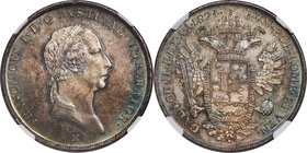 Lombardy-Venetia. Franz I of Austia Scudo 1824-M MS65+ NGC, Milan mint, KM-C8.1, Dav-8. Obv. Laureate but of Austrian Emperor Franz II (I). Rev. Crown...