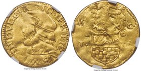 Mirandola. Gian Francesco Pico gold Zecchino ND (1499-1533) F12 NGC, Fr-746, MIR-473. A great rarity in higher grades, this example with a soft strike...